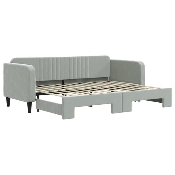 Dagbädd utdragbar ljusgrå 80x200 cm sammet