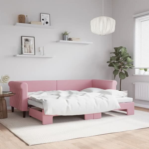 Dagbädd utdragbar rosa 80x200 cm sammet