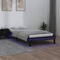 Miniatyrbild 1 av 2: Sängram LED svart 100x200 cm massivt trä