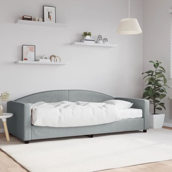 Dagbädd med madrass ljusgrå 90x200 cm tyg