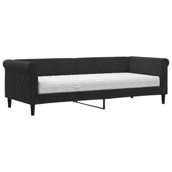 Dagbädd med madrass svart 80x200 cm sammet