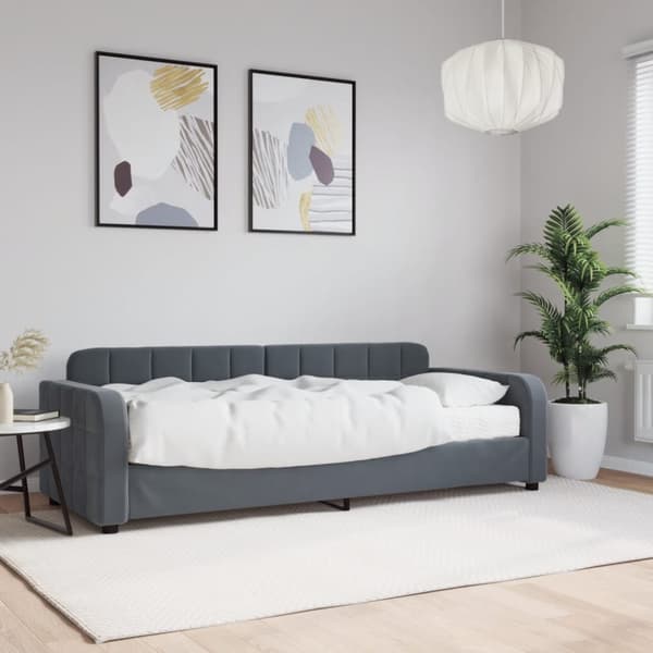Dagbädd med madrass mörkgrå 80x200 cm sammet