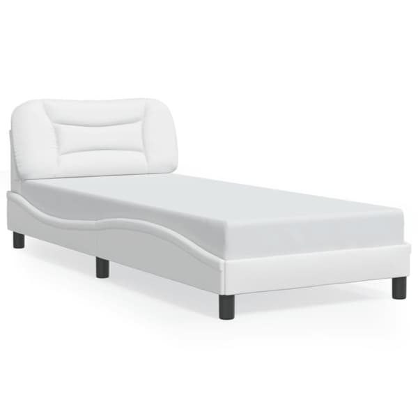 Sängram med huvudgavel vit 80x200 cm konstläder