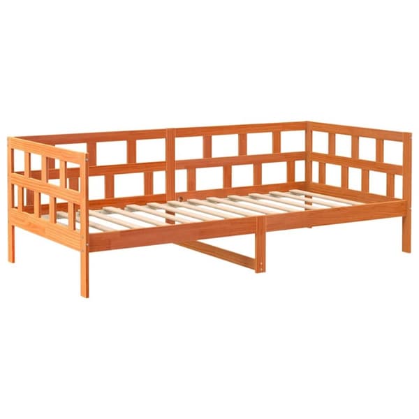 Dagbädd utan madrass vaxad brun 90x190 cm massiv furu