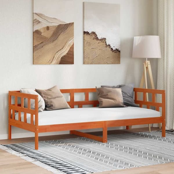 Dagbädd utan madrass vaxad brun 90x190 cm massiv furu