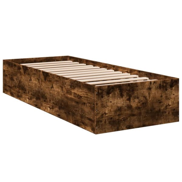 Sängram rökfärgad ek 90x200 cm konstruerad trä