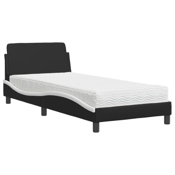 Säng med madrass svart och vit 80x200 cm konstläder