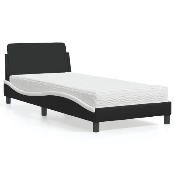 Säng med madrass svart och vit 80x200 cm konstläder