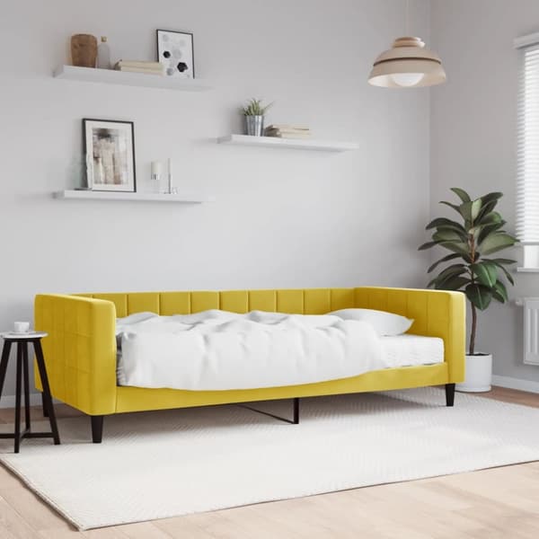 Dagbädd med madrass gul 90x200 cm sammet