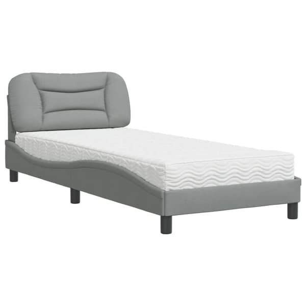 Säng med madrass ljusgrå 80x200 cm tyg