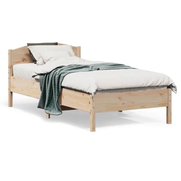 Sängram utan madrass 75x190 cm massiv furu