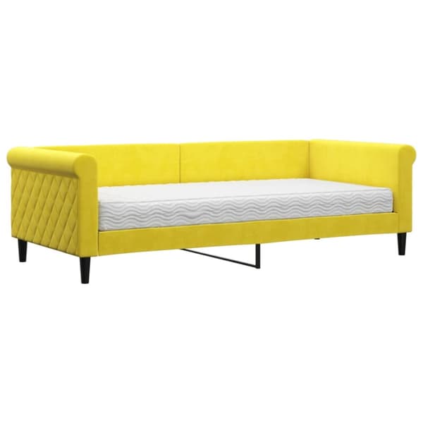 Dagbädd med madrass gul 90x200 cm sammet