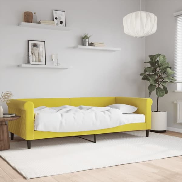 Dagbädd med madrass gul 90x200 cm sammet