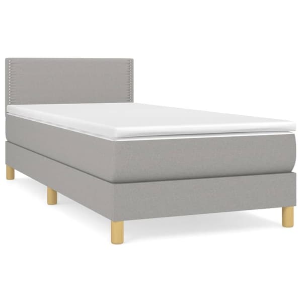 Ramsäng med madrass ljusgrå 80x200 cm tyg