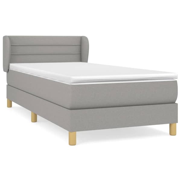 Ramsäng med madrass ljusgrå 100x200 cm tyg