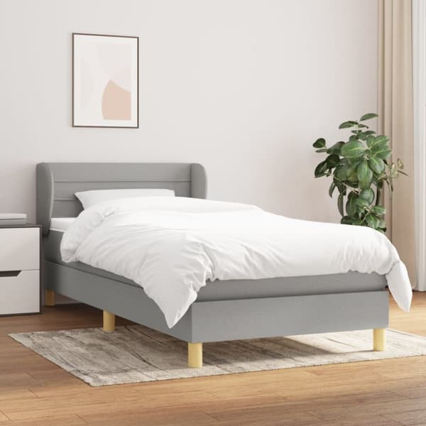 Ramsäng med madrass ljusgrå 100x200 cm tyg