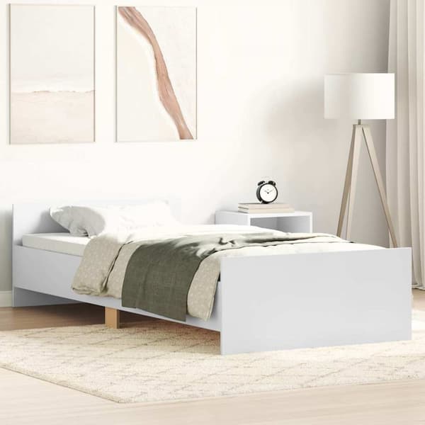 Sängram vit 90x190 cm konstruerat trä