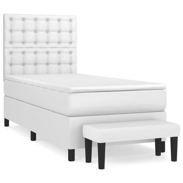 Ramsäng med madrass vit 80x200 cm konstläder