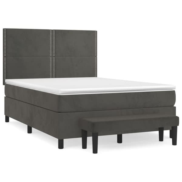Ramsäng med madrass mörkgrå 140x190 cm sammet
