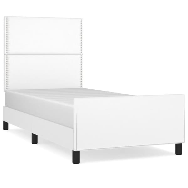 Sängram med huvudgavel vit 100x200 cm konstläder