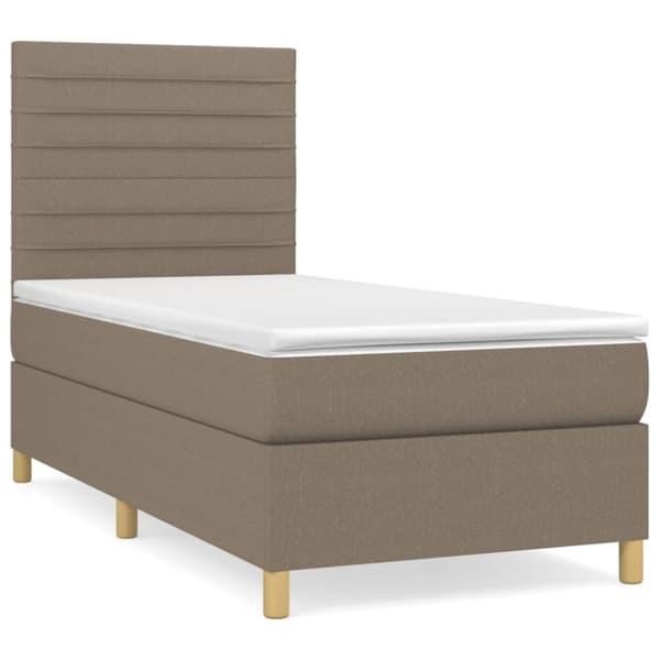 Ramsäng med madrass taupe 100x200 cm tyg
