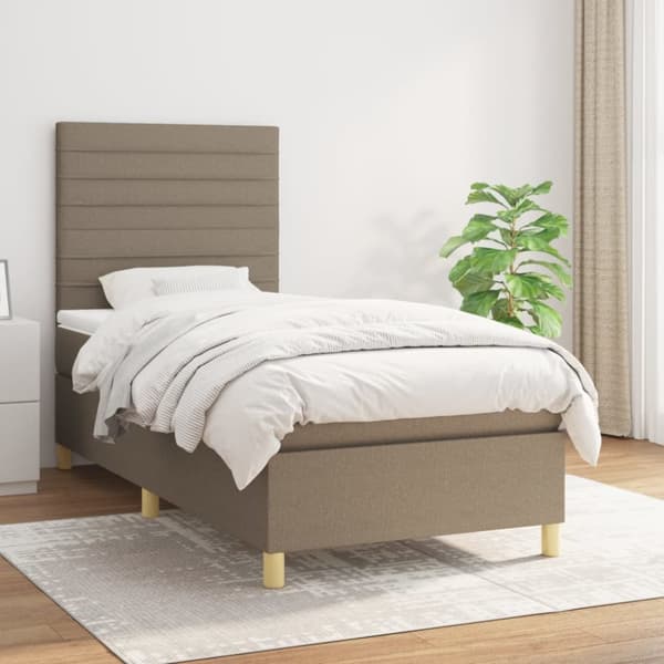 Ramsäng med madrass taupe 100x200 cm tyg