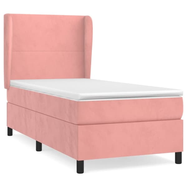 Ramsäng med madrass rosa 90x200 cm sammet