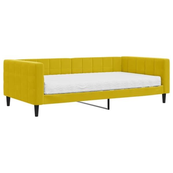 Dagbädd med madrass gul 100x200 cm sammet