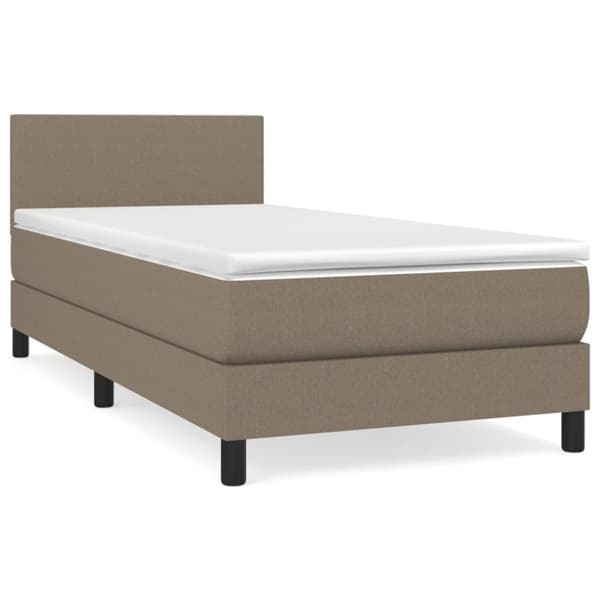 Ramsäng med madrass taupe 90x200 cm tyg