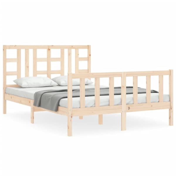 Sängram utan madrass 140x190 cm massiv furu