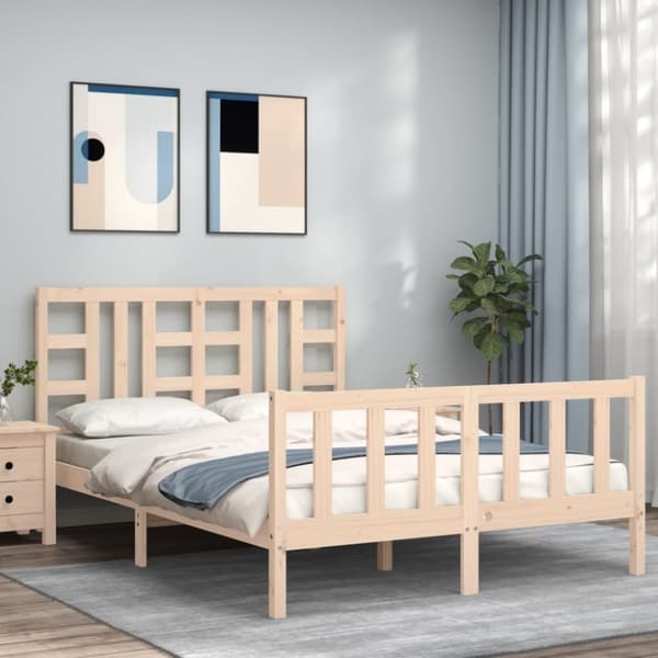 Sängram utan madrass 140x190 cm massiv furu