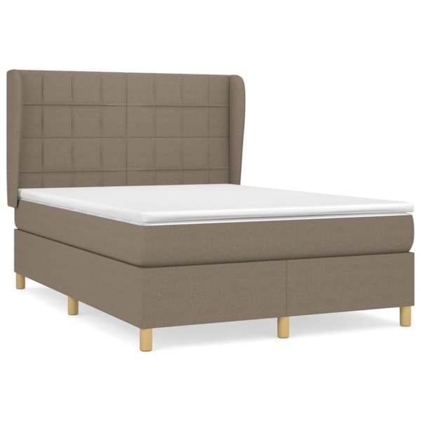 Ramsäng med madrass taupe 140x190 cm tyg