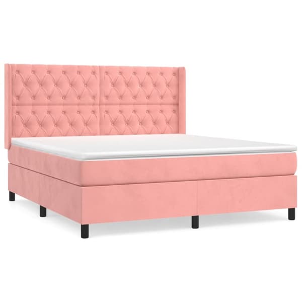 Ramsäng med madrass rosa 160x200 cm sammet