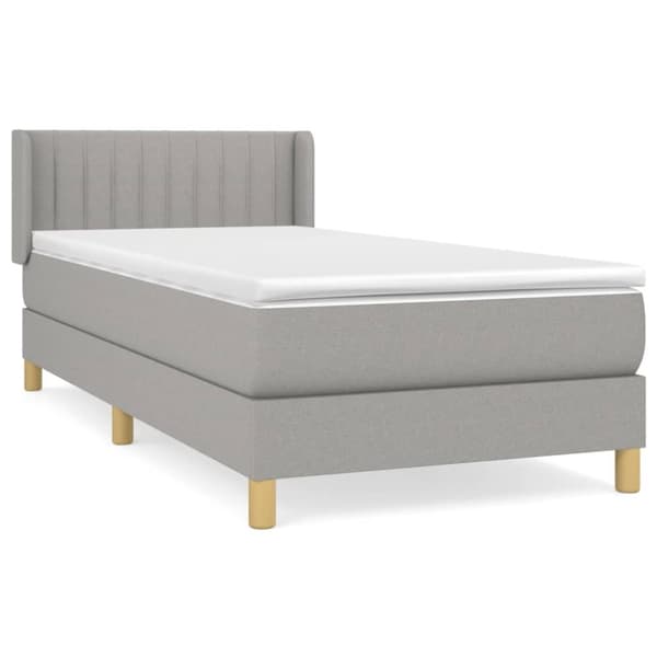 Ramsäng med madrass ljusgrå 100x200 cm tyg