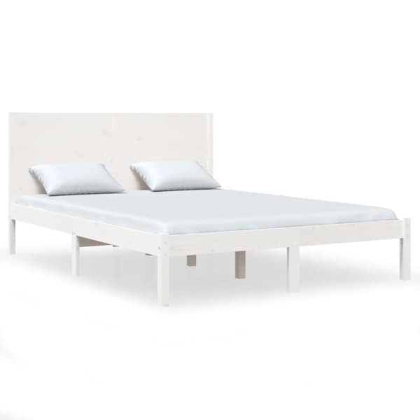 Sängram utan madrass vit 140x200 cm massiv furu