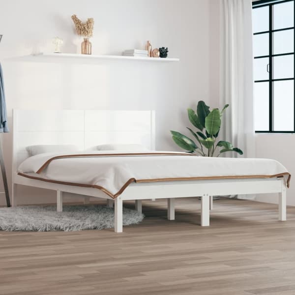 Sängram utan madrass vit 140x200 cm massiv furu