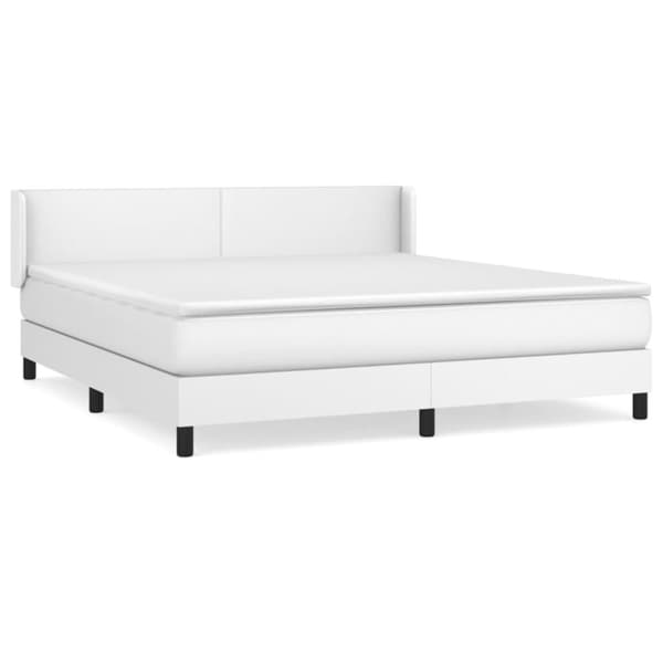 Ramsäng med madrass vit 180x200 cm konstläder