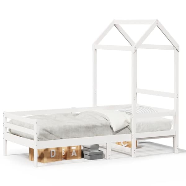 Dagbädd med tak vit 90x200 cm massiv furu