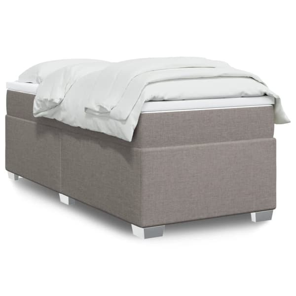 Ramsäng med madrass taupe 90x190 cm tyg