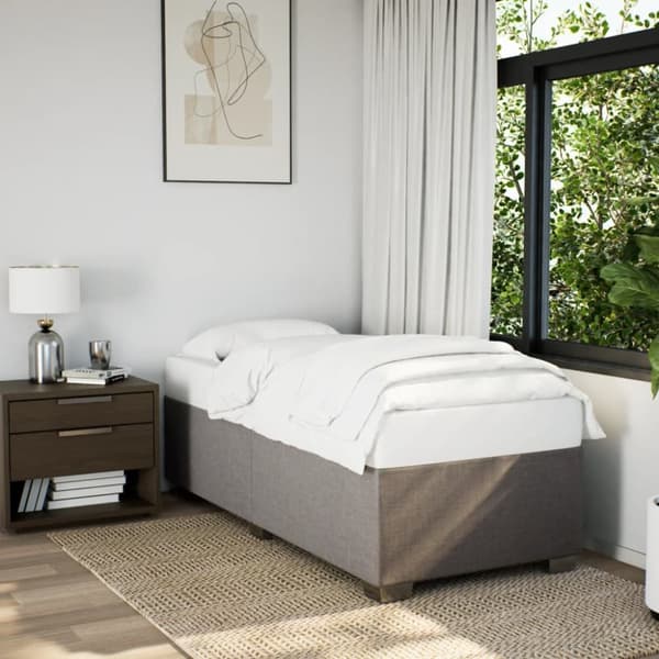 Sängram utan madrass taupe 100x200 cm tyg