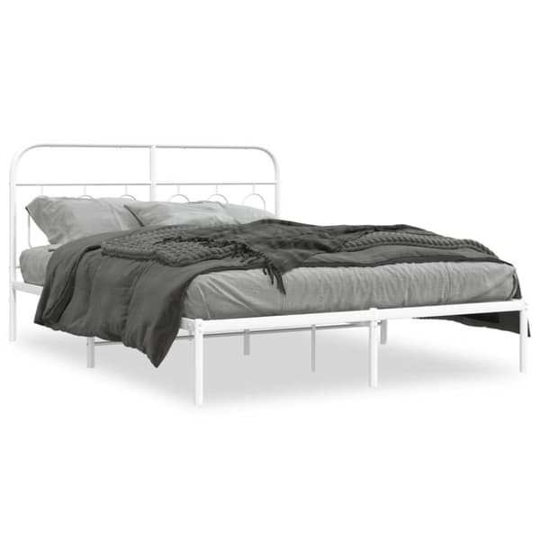 Sängram med huvudgavel metall vit 140x190 cm