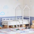 Miniatyrbild 1 av 2: Dagbädd med tak vit 90x200 cm massiv furu