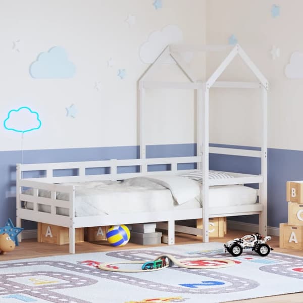 Dagbädd med tak vit 80x200 cm massiv furu