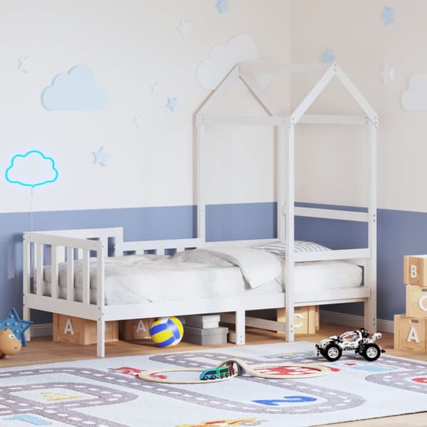 Dagbädd med tak vit 90x190 cm massiv furu