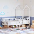 Miniatyrbild 1 av 2: Dagbädd med tak vit 90x190 cm massiv furu