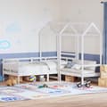 Miniatyrbild 1 av 2: Dagbädd med bänk och tak vit 80x200 cm massiv furu