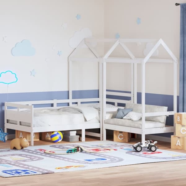 Dagbädd med bänk och tak vit 80x200 cm massiv furu