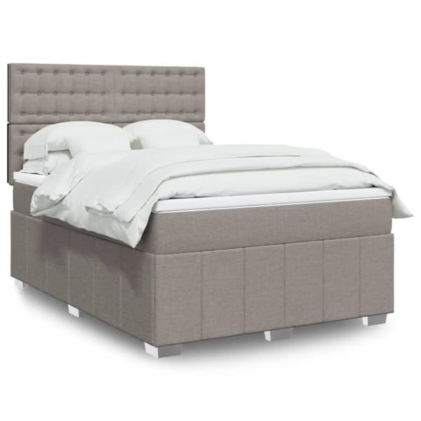 Ramsäng med madrass taupe 140x200 cm tyg
