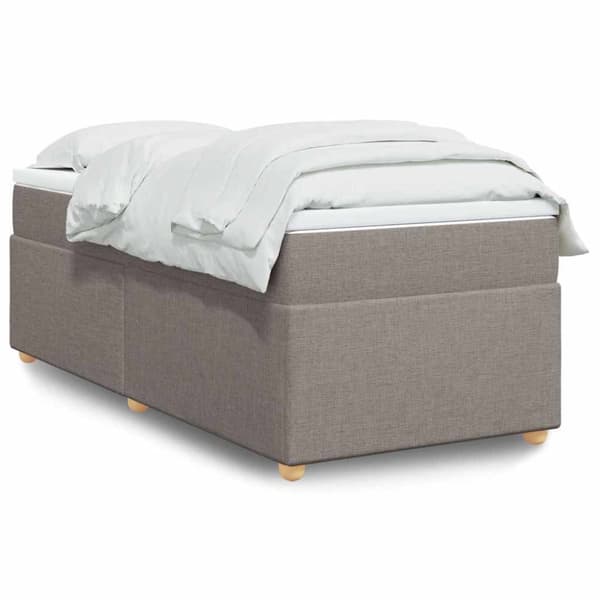 Ramsäng med madrass taupe 90x200 cm tyg