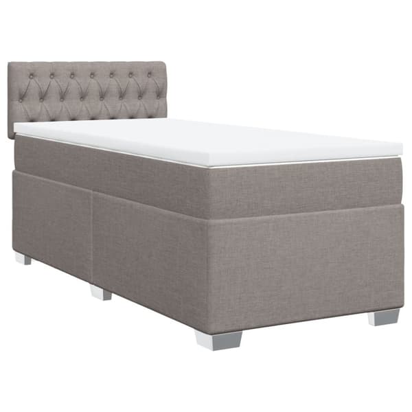 Ramsäng med madrass taupe 90x200 cm tyg